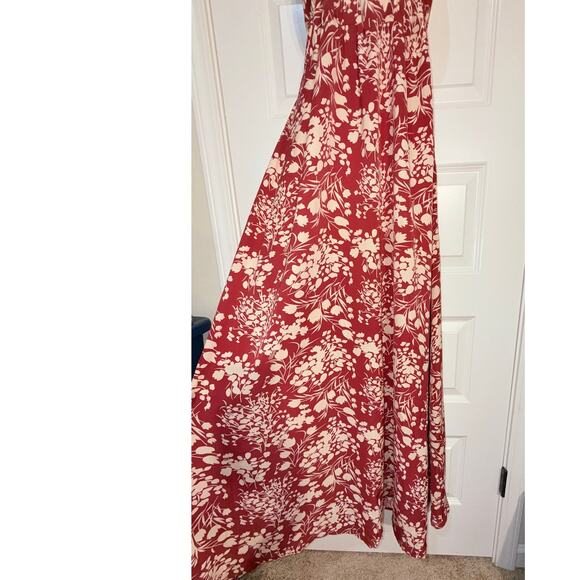 Cupshe V-Neck Halter Red and Ivory Maxi Dress, Women's Size S - Picture 5 of 7
